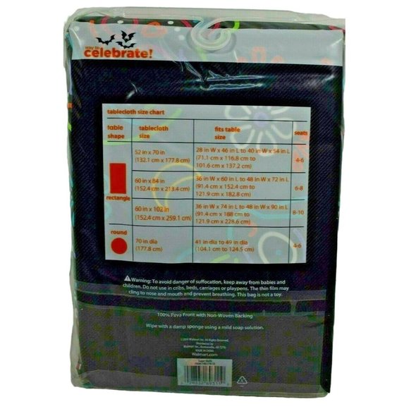 Sugar Skulls Halloween Dia de los Muertos Vinyl Lined Tablecloth 70" Round - Picture 3 of 3